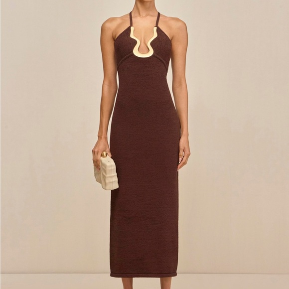 Cult Gaia Valma Java Brown Knit Midi Dress new with tags small - Picture 1 of 5